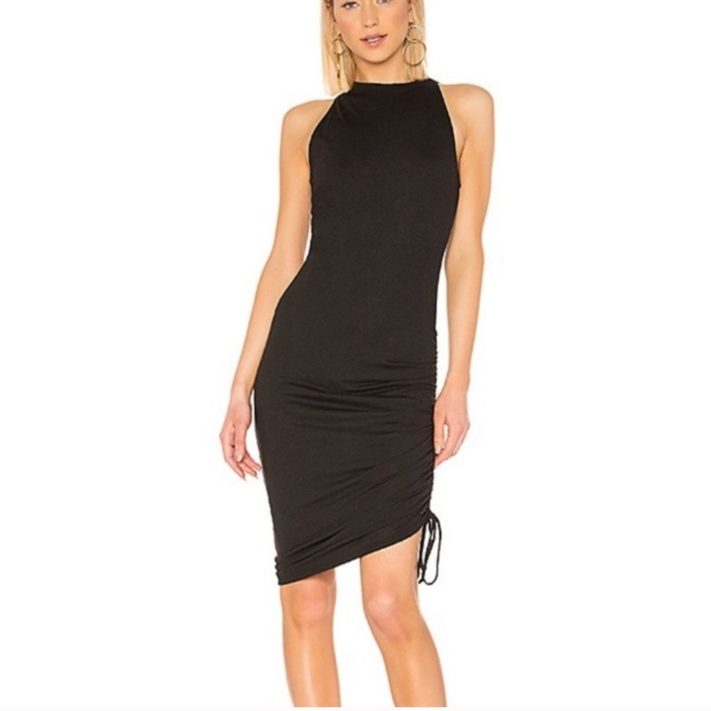 NWT n:Philanthropy Black Ruched Mock Neck Bodycon Peach Dress